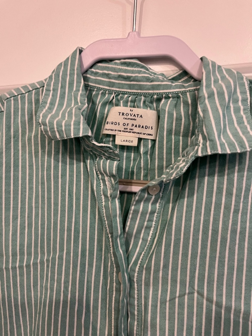 Trovata green stripe linen dress large shirt maxi - Picture 2 of 3